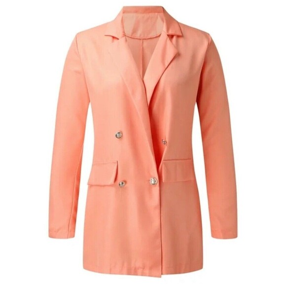 Double Breasted Gold Button Blazer Coat Jacket Size Small Lightweight - Picture 1 of 9